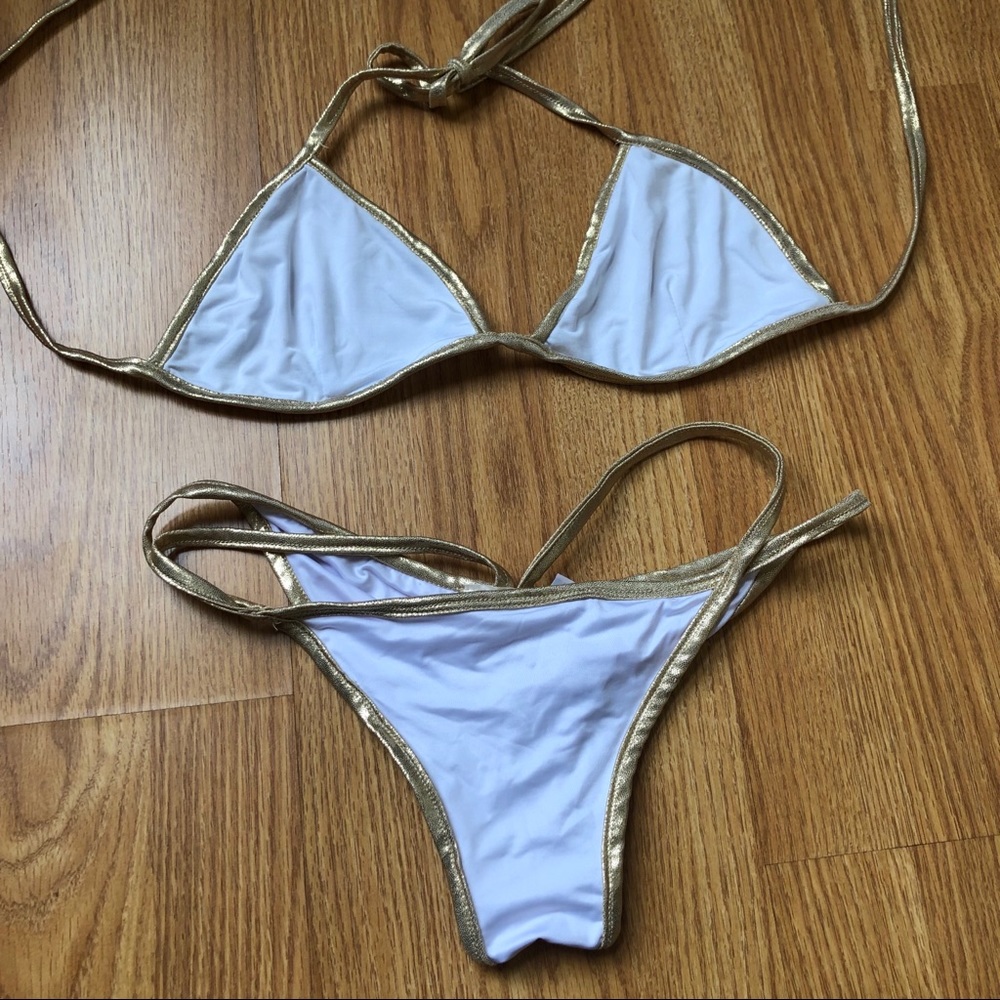 White & gold bikini size medium